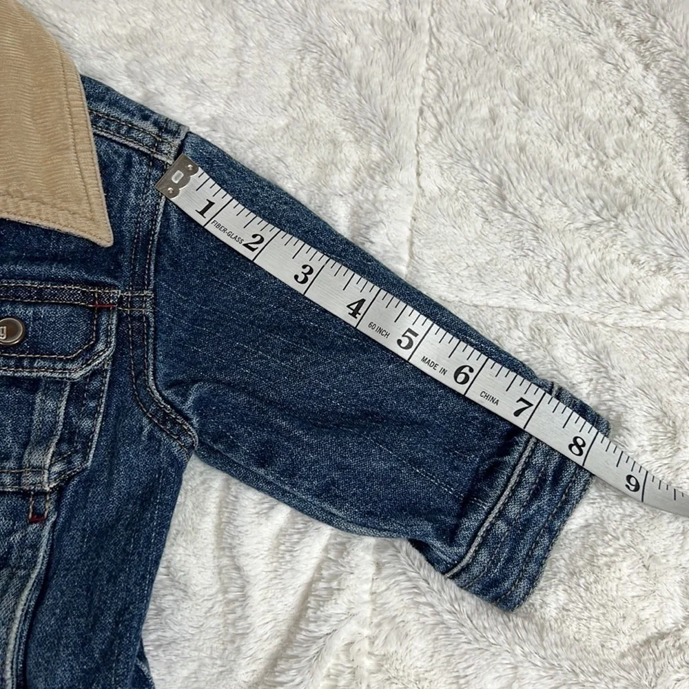 Gymboree Trucker Blue Jean Denim With Tan Corduroy Collar Jacket- Size 6-12 mos.